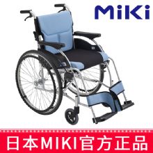 MIKI手動輪椅車MCS-47KJL W5天藍色 網絡款 雙層加厚坐墊 鋁合金輕便折疊手推代步輪椅車