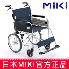 MIKI手動輪椅車MPTC-46JL 藍色S-3重量11.5公斤，小型便攜，免充氣實心胎輪椅