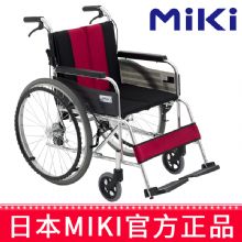 MIKI手動輪椅車MUT-43JD 紅黑色 W717雙層靠背墊可拆卸清洗 免充氣胎老人手推車輪椅車 