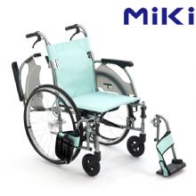 MIKI三貴手動輪椅車CRT-3 藍色 A-19B扶手可掀，掛腳可拆卸 小型便攜輪椅 旅行攜帶方便