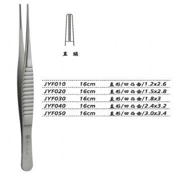 金鐘組織鑷JYF030 16cm 直形 凹凸齒 1.8×3